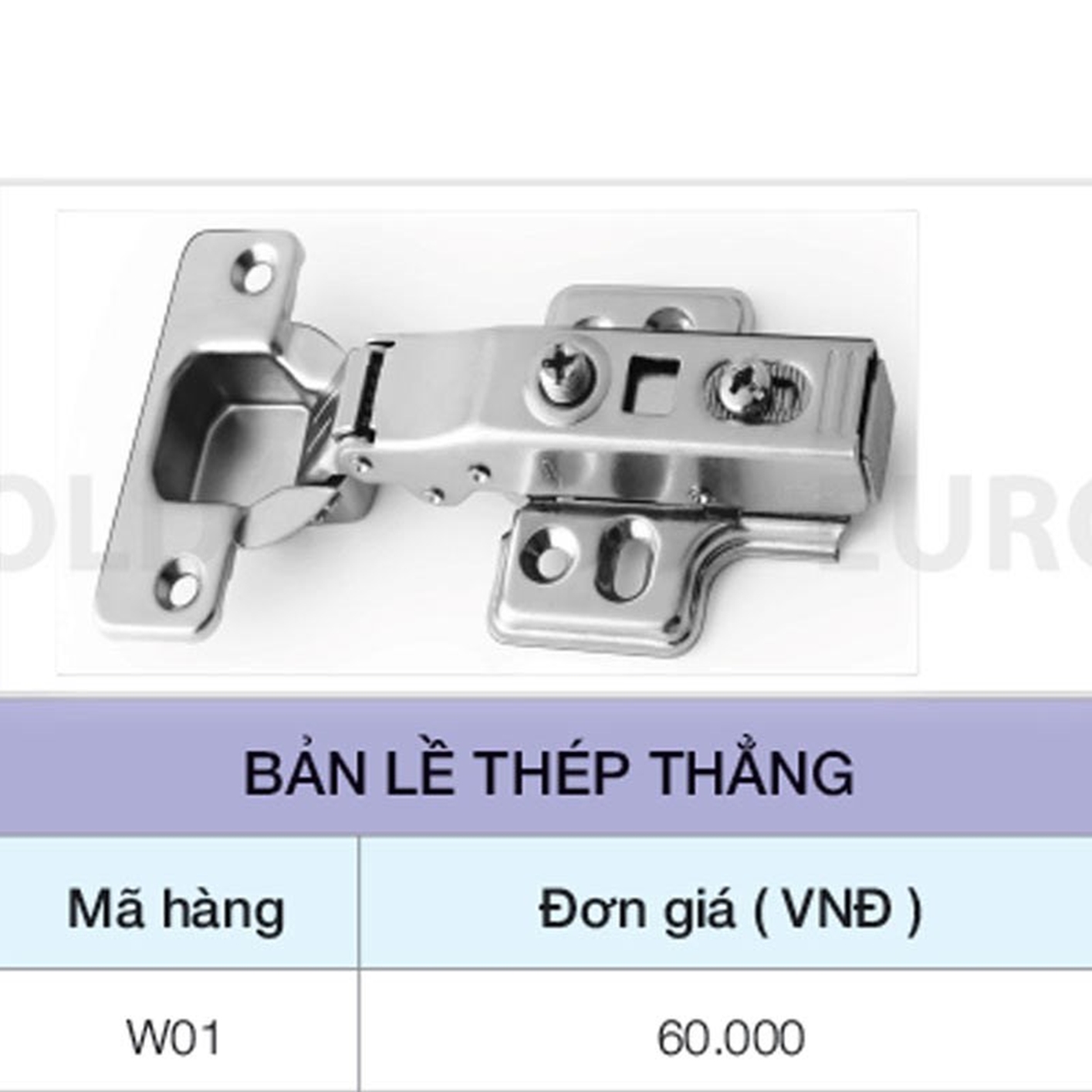 Hình ảnh của Bản lề thép thẳng Eurogold W01