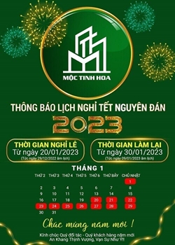 Hình ảnh nhóm sản phẩm Mộc Tinh Hoa - Thông báo Lịch nghỉ Tết Nguyên Đán 2023