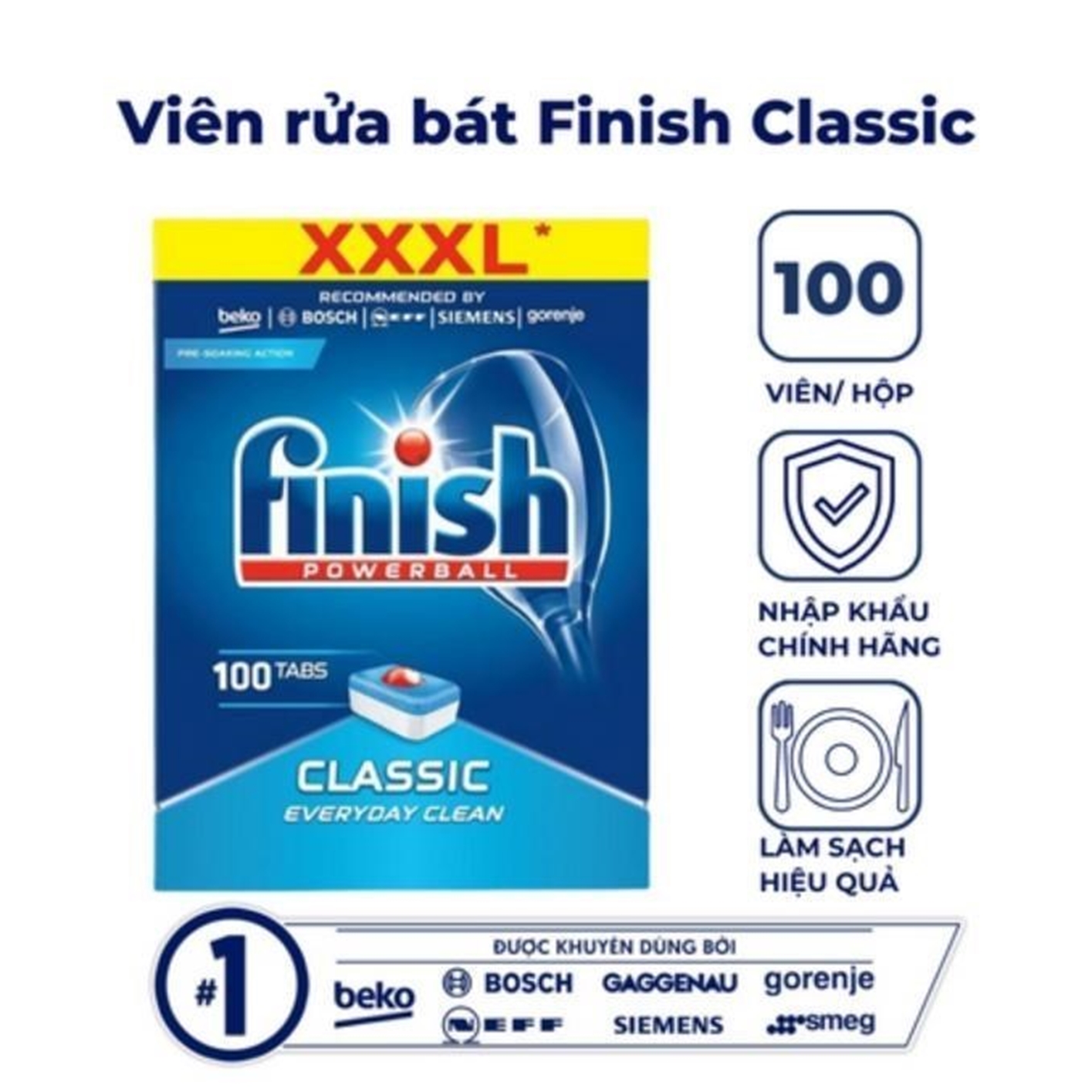 Viên rửa bát Finish Classic 100 viên