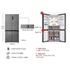 Kích thước tủ lạnh 4 cánh Multi Doors Inverter 660 lít Aqua AQR-M727XA(GS)U1