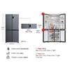 Kích thước tủ lạnh 4 cánh Multi Doors Inverter 469 lít Aqua AQR-M536XA(SL)